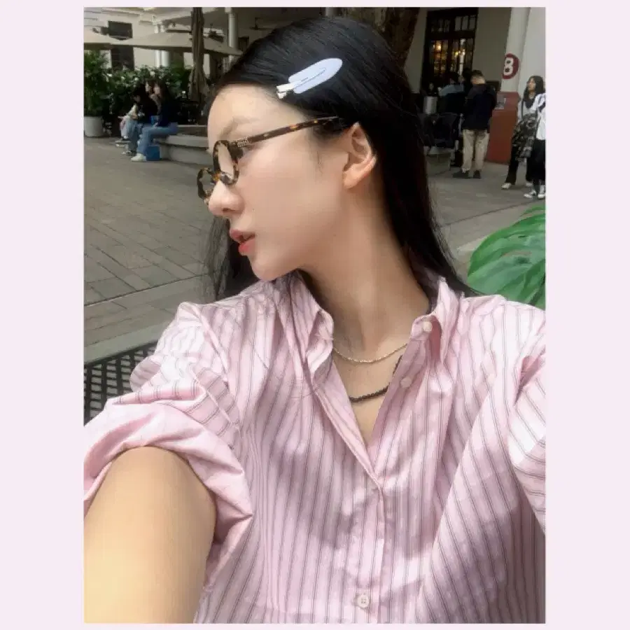 핑크 스트라이프 셔츠