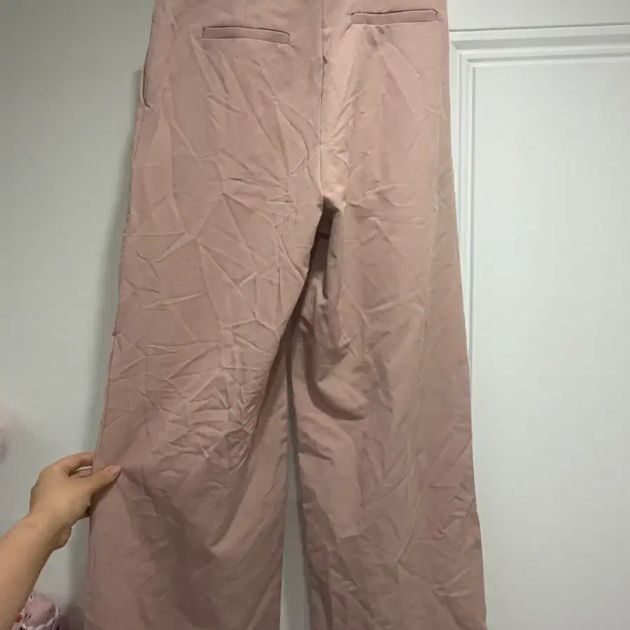 연분홍 슬랙스 와이드바지