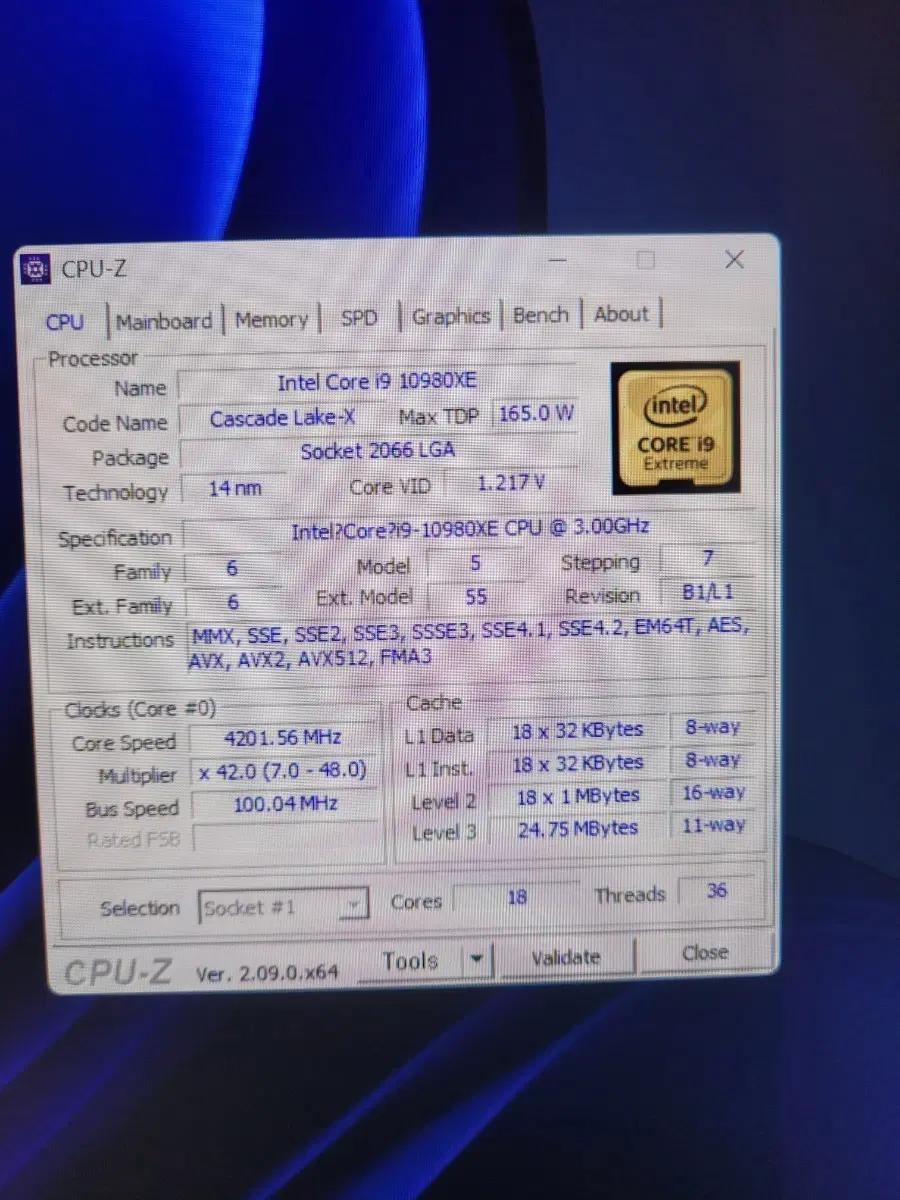 인텔 코어 i9 10980XE CPU 익스트림 에디션 x299