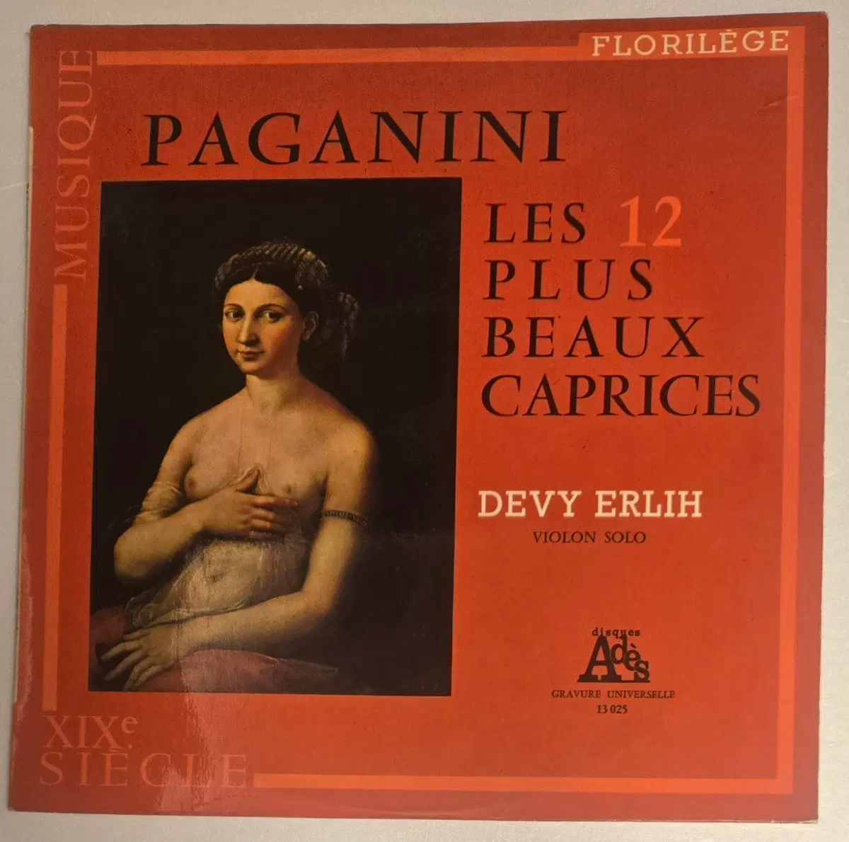 드비 에를리 Devy Erlih - 파가니니 12 카프리스 LP ( 프랑스 ADES 오리지널 )
