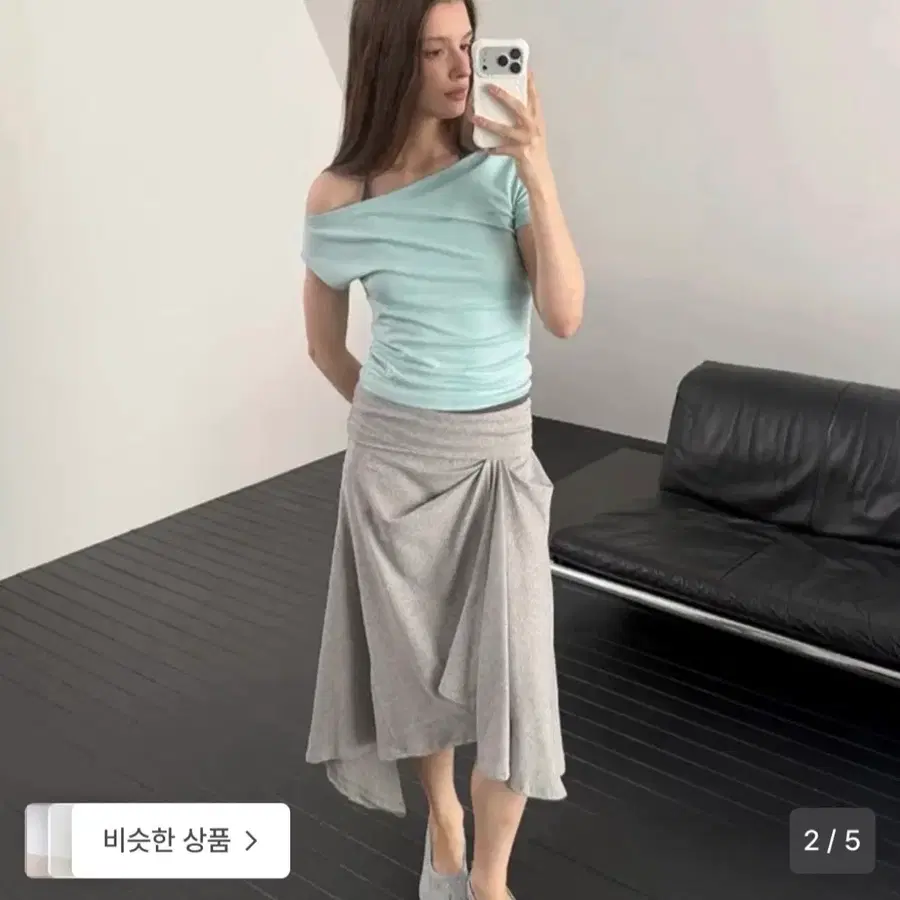 아수라 스커트 DRAPE FLARE SKIRT (MELANGE GREY)