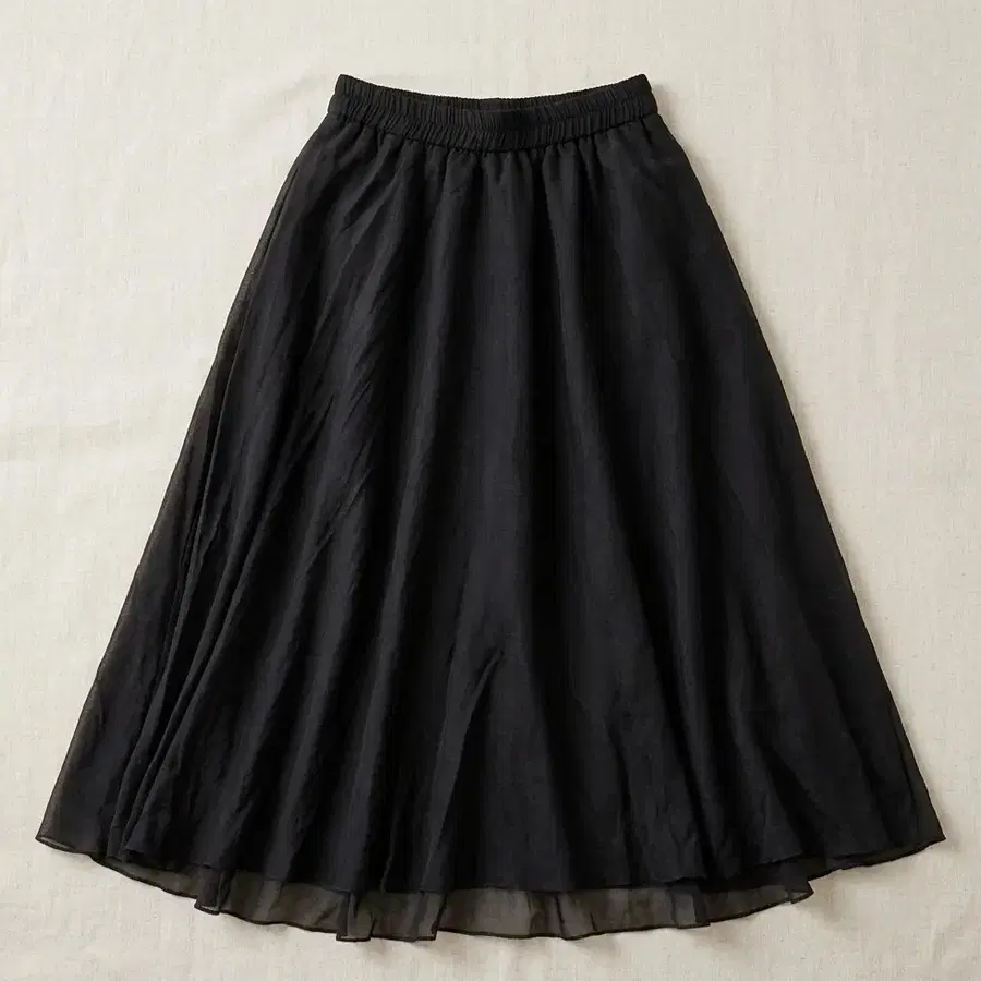 쉬폰 플레어 롱 스커트 블랙