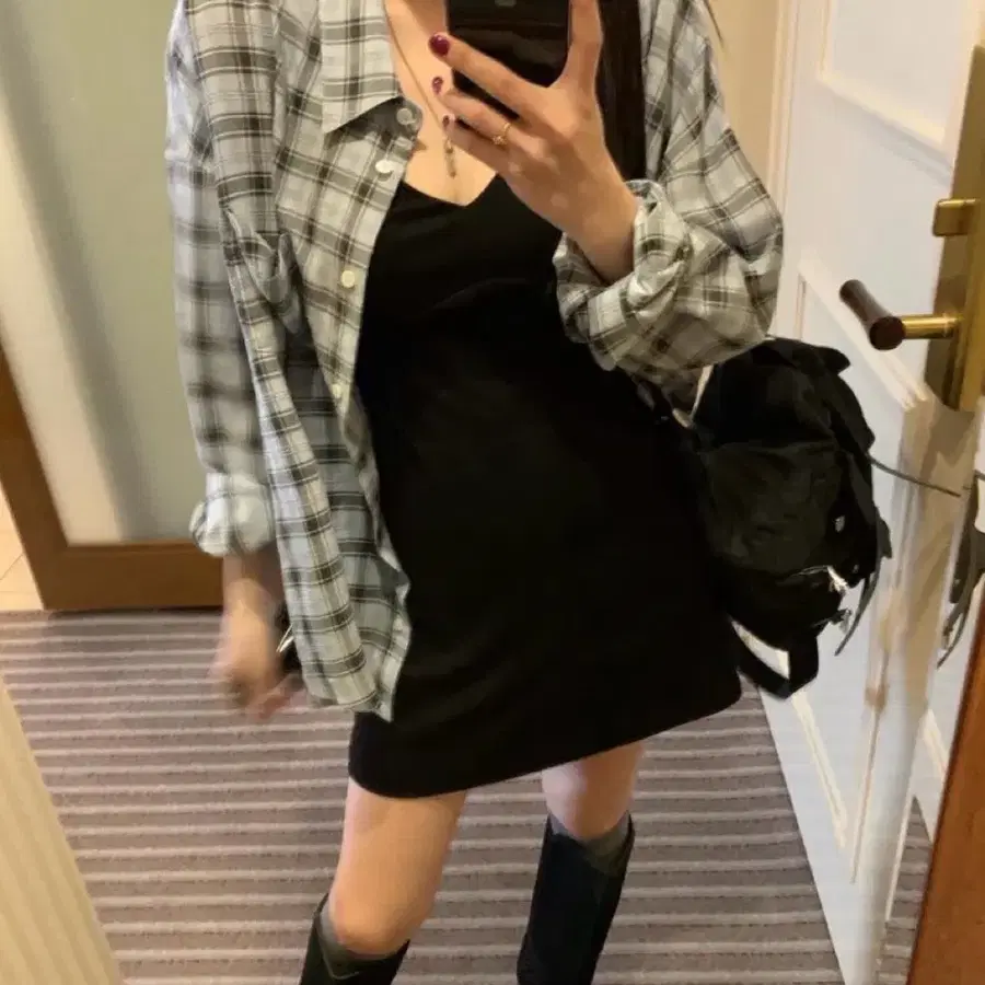 헤더먼트 에어리 블루 체크 셔츠 새상품 (오늘만)