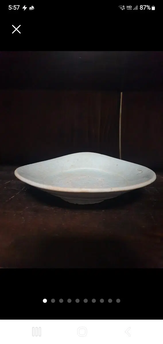 조선중기찌그리백자접시