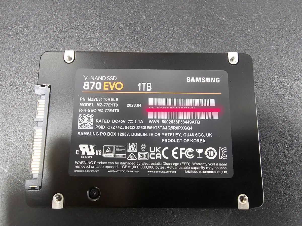 삼성전자 870 EVO 1TB SSD(중고)