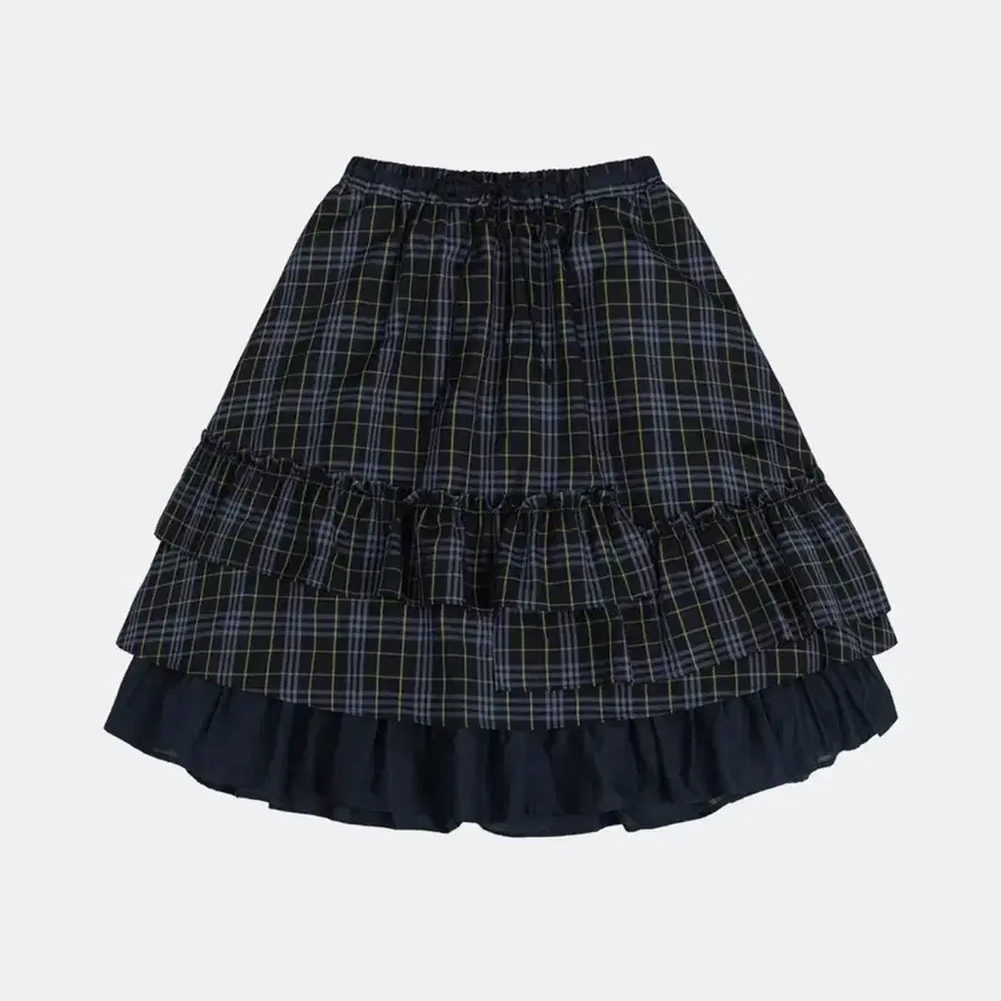 오헤시오 체크 프릴 미디 스커트
