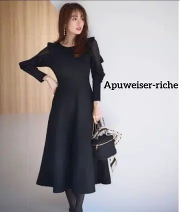 Apuweiser-riche 프릴 슬리브 뷔스티에 니트 원피스