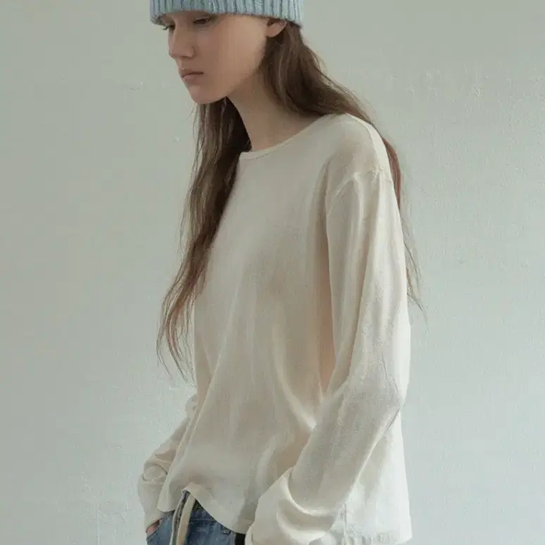 씨타 Solid Mesh Long Sleeve T-shirt White