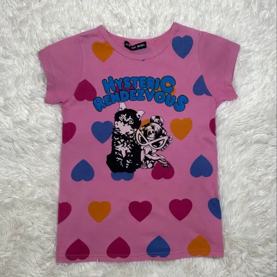 Hysteric glamour 하트 베이비 네코 반팔 티셔츠