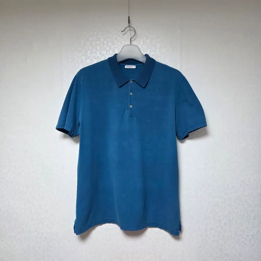 BOGLIOLI 볼리올리 / 가먼트 다이드 코튼 반팔 폴로 셔츠 블루 / XL / 미착용 보관품