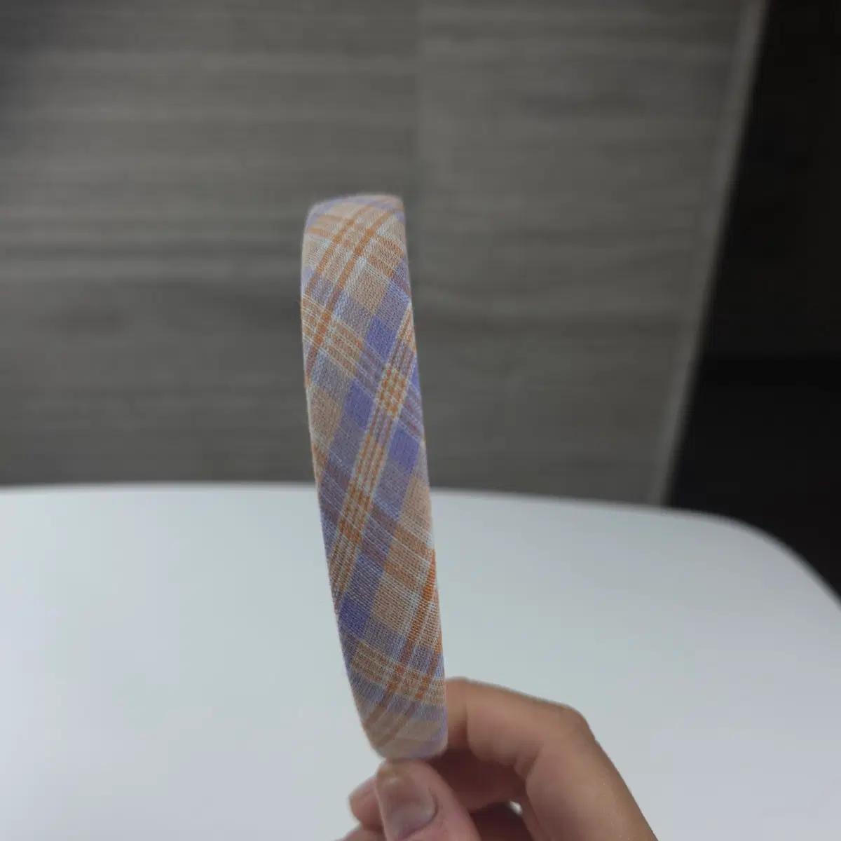 [새상품] 보라 코랄 오렌지 하이틴 키치 체크 헤어머리띠