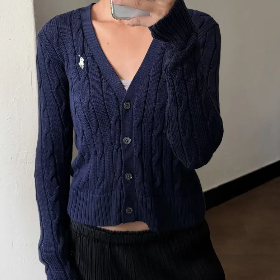 폴로 랄프로렌 QR 라벨 케이블 가디건