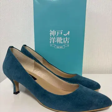 고베 양복점 스웨이드 펌프스 블루 25.0cm 25.5cm