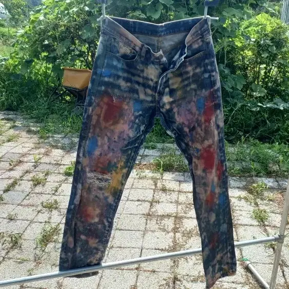 랄프로렌) 데님앤서플라이 멀티컬러 페인트드 데님 팬츠 (32인치)