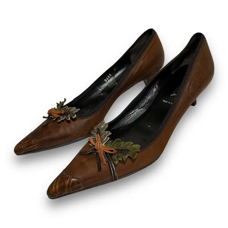 PRADA Leaf Kitten Brown Heels for Women