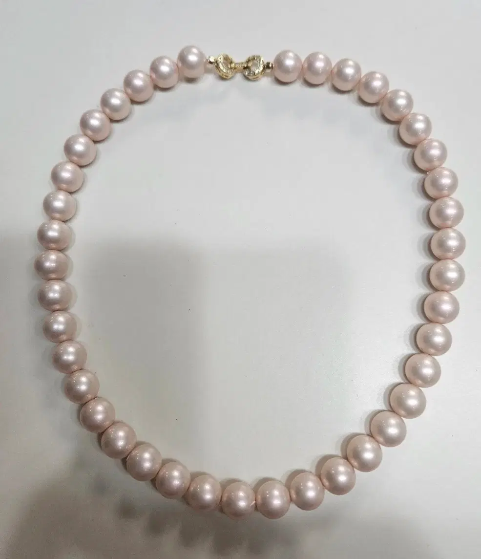 은은한 인디핑크 10mm 핵진주 목걸이 40cm
