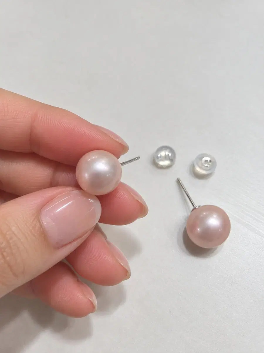 10mm 인디핑크 핵진주 귀걸이. 925실버