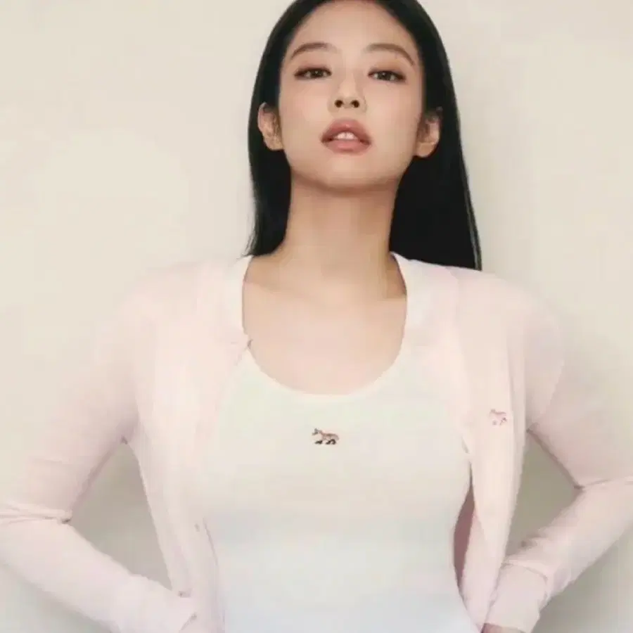 메종키츠네 베이비폭스 핑크 제니 가디건 L사이즈