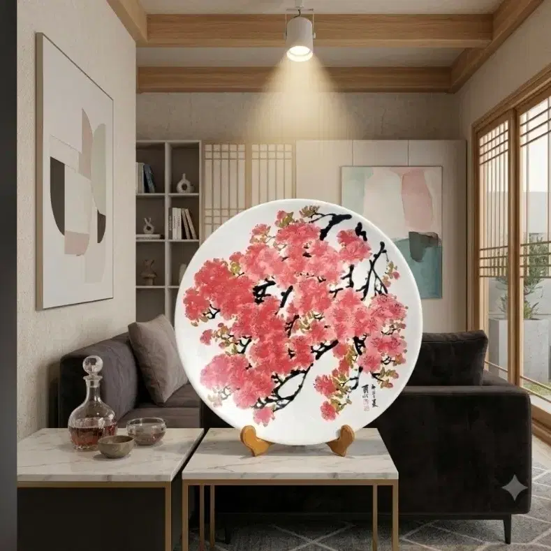 접시유산 민경갑도자에 전사, 지름37cm판매가 35만.