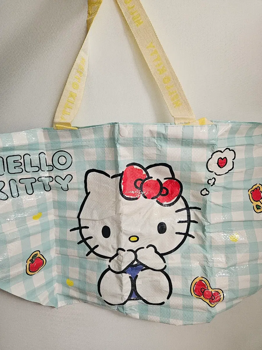 산리오 헬로키티 타포린백 장바구니 엘로우 노랑 민트
