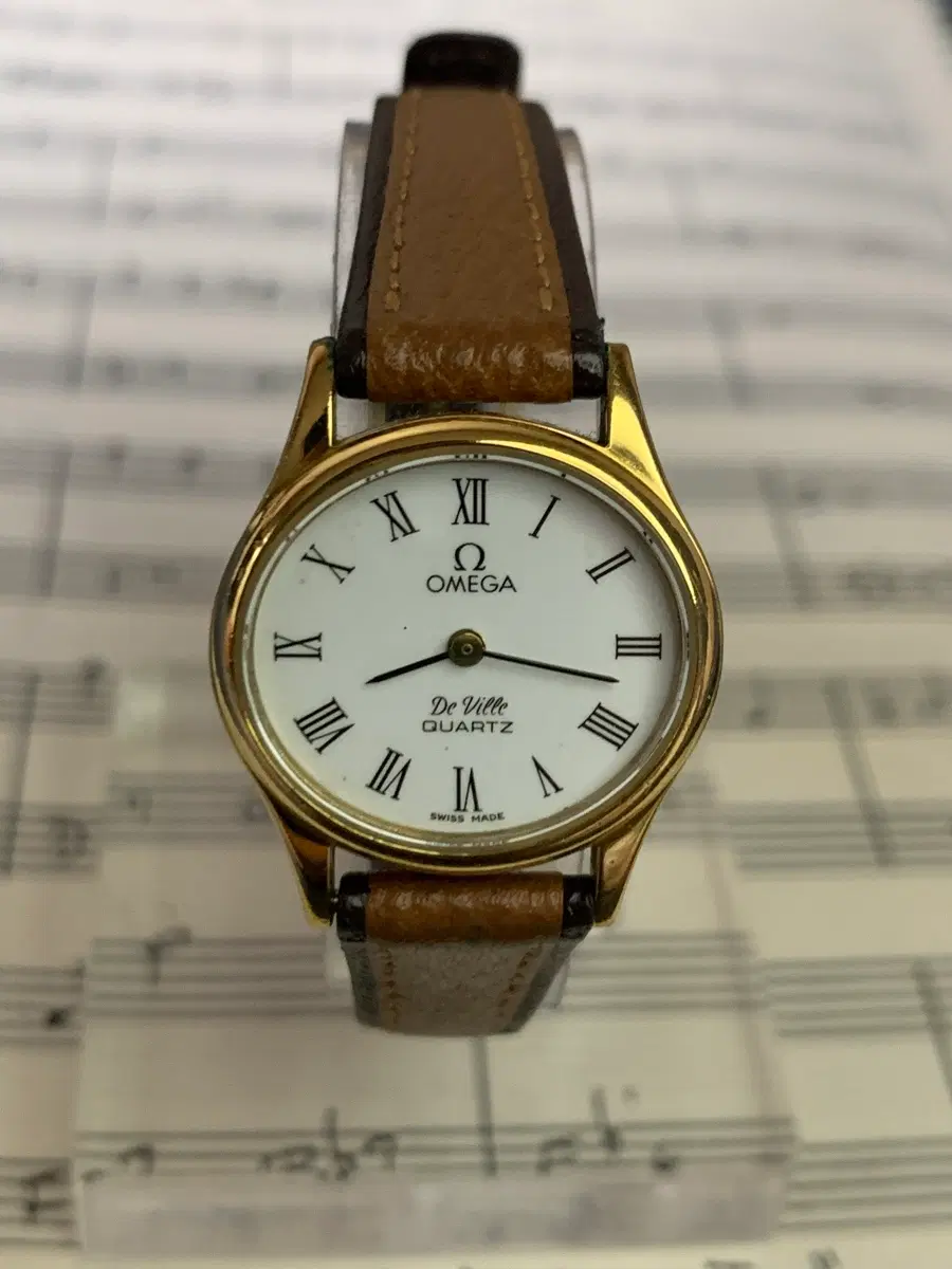 [OMEGA]오메가 드빌 로만인덱스 화이트 다이얼 레이디스 시계 [정품]