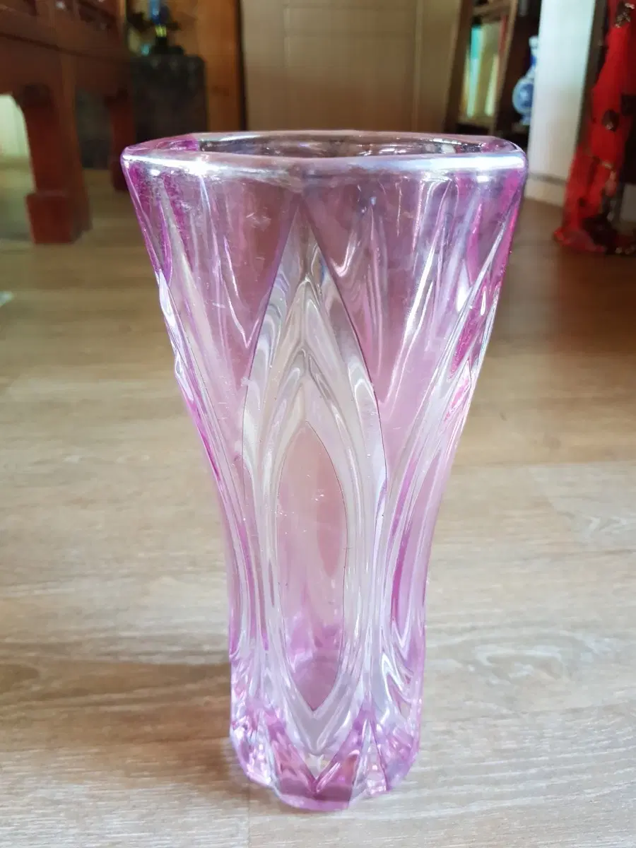 프랑스 빈티지] 크리스탈 다르크 샤틀레 루비핑크 크리스탈 화병 (24cm)