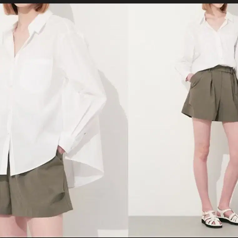 타임 오픈 칼라 셔츠
