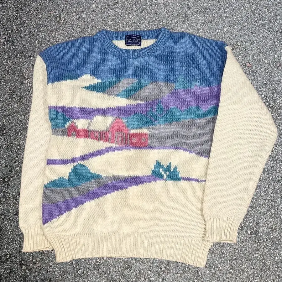 80s 울리치 Woolrich 윈터 랜드스케이프 울 니트 스웨터