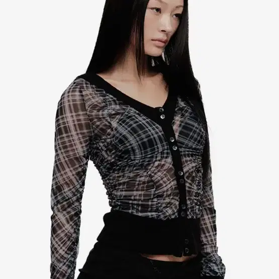 2000아카이브스 VIKA PLAID 메쉬 가디건