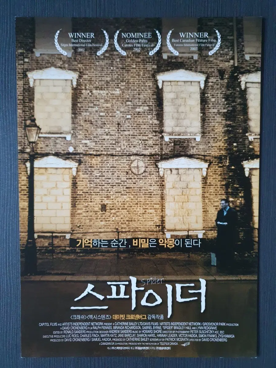 스파이더 영화 전단지 A4 랄프 파인즈 데이빗 크로넨버그 스파이더