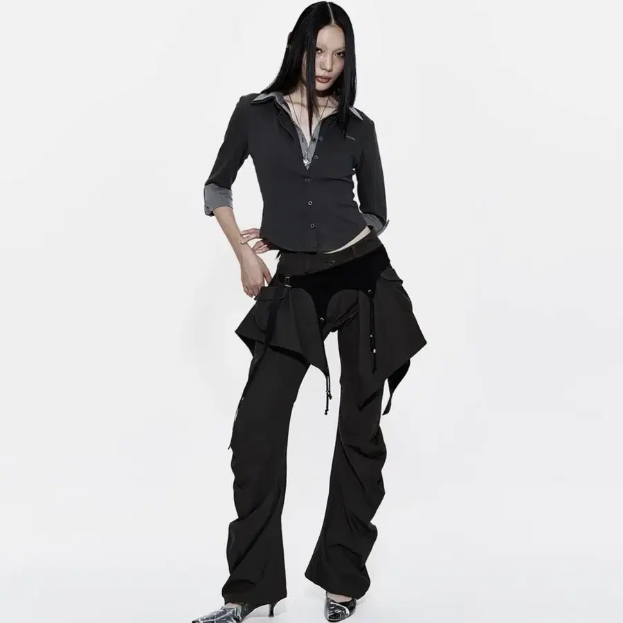카시코 Layered Strap Pants Khaki