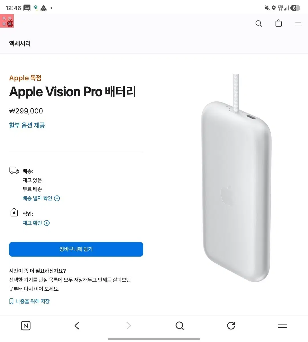 Apple Vision Pro 배터리