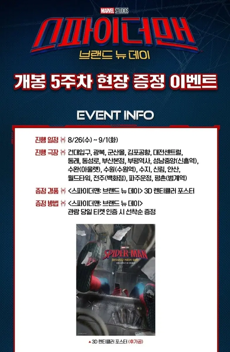 한정판 스파이더맨 3D 포스터 굿즈 미개봉 새제품