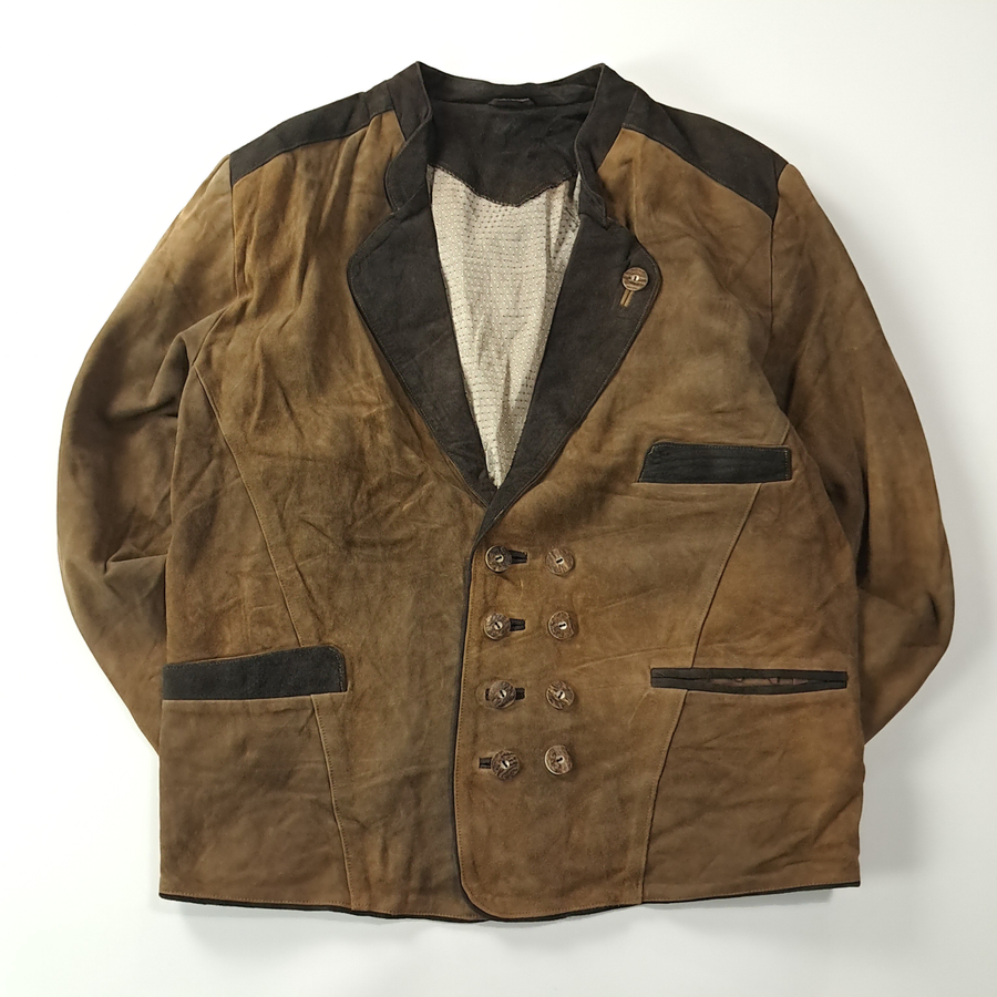 CC203 XL 빈티지 80s 독일판 트라흐텐 스웨이드 메탈참 얀커 가죽 자켓