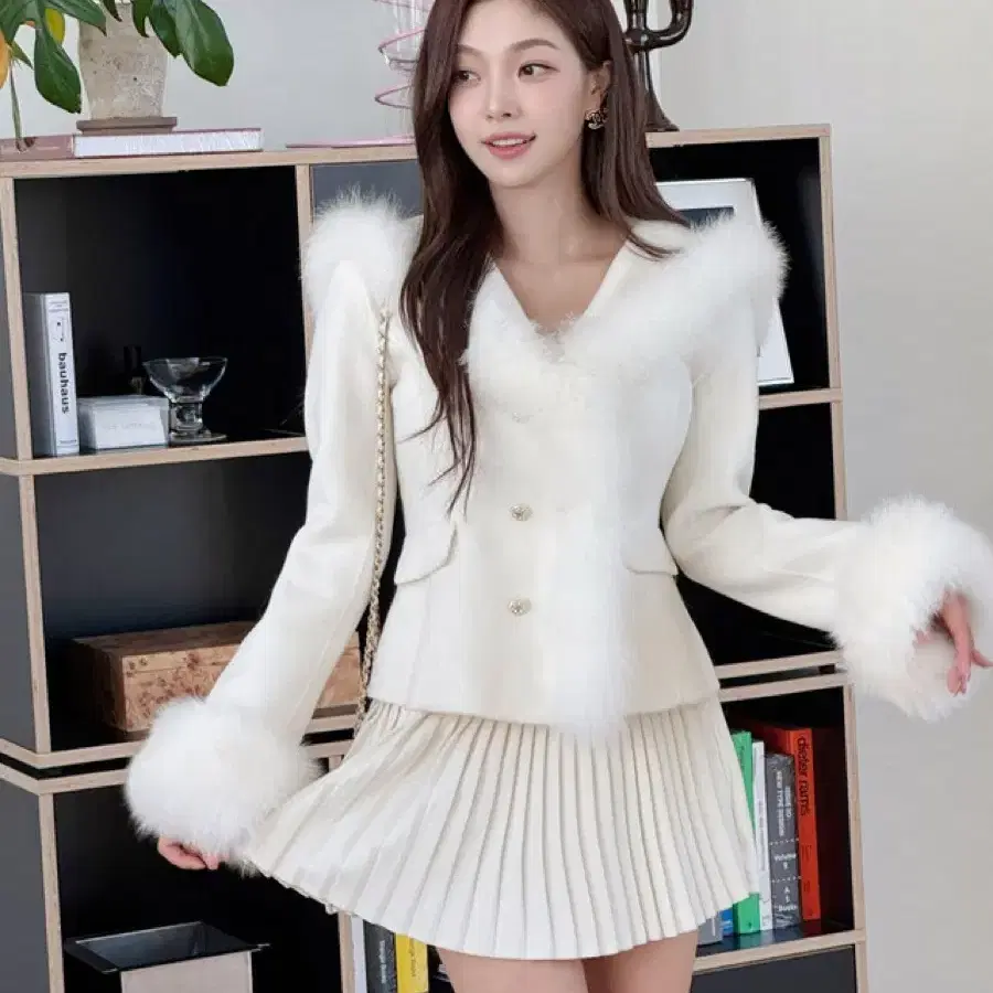 제이지 아이보리 밍크 퍼 자켓 s