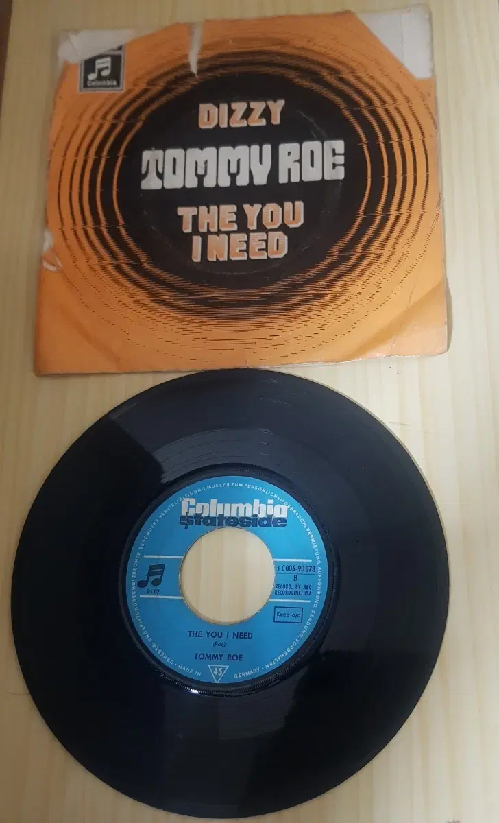 진열용레코드 Tommy Roe 독일반 7인치싱글 바이닐vinyl 도넛판