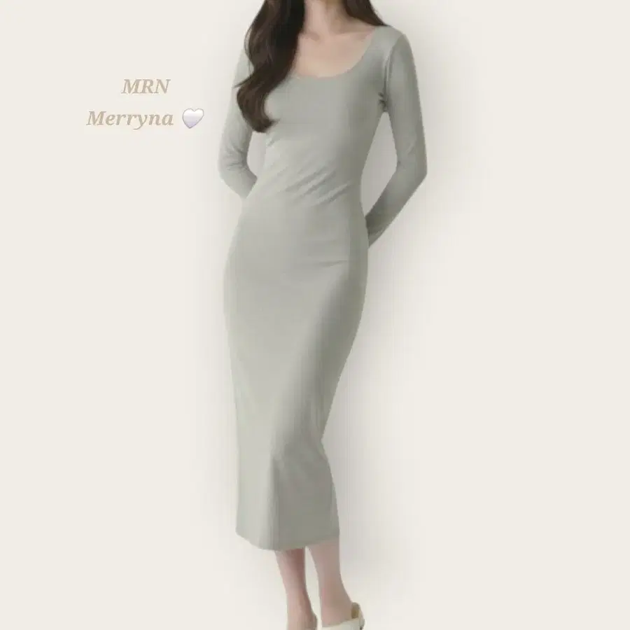 [빠른배송] 스퀘어 뒷트임 롱 원피스 2color