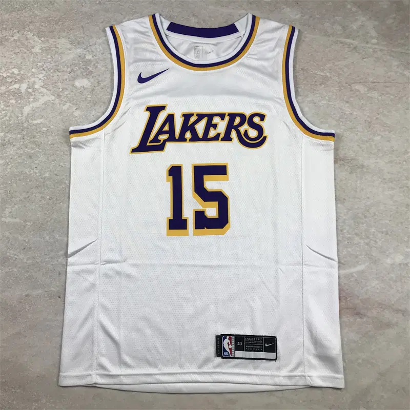 NBA 레이커스 리브스 15번 홈 화이트 에디션 농구 유니폼 남성 저지