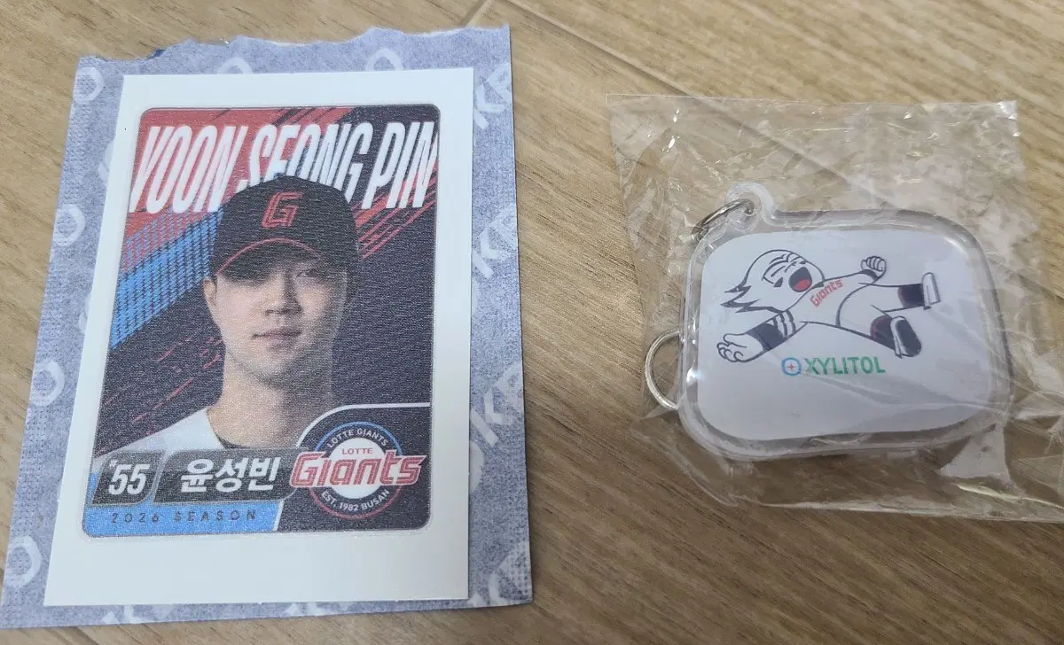 교환 및 판매) KBO 롯데자이언츠 콜라보 띠부씰(윤성빈), 키링 일괄판매