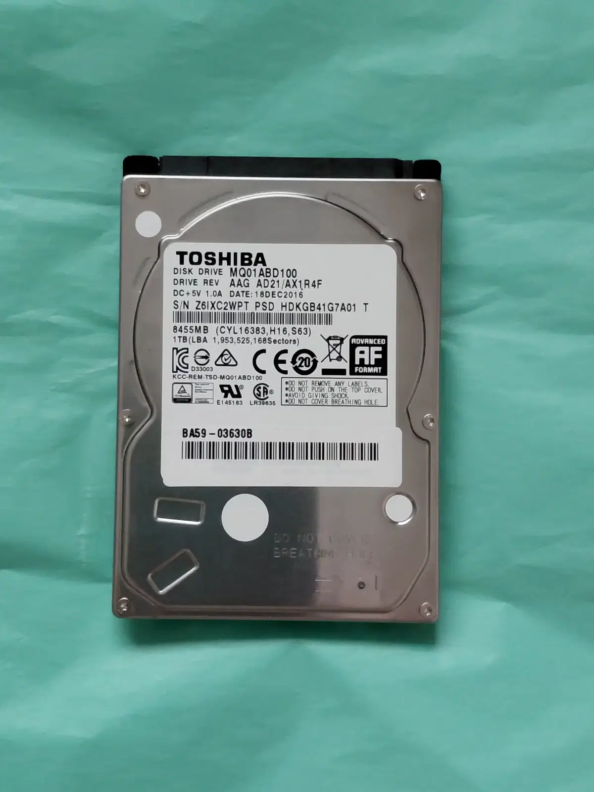 노트북하드 도시바 HDD 1TB 2.5인치 896시간