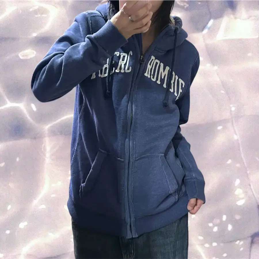 아베크롬비 울프죠 기모 쉐르파 후드집업 네이비 블루 y2k S