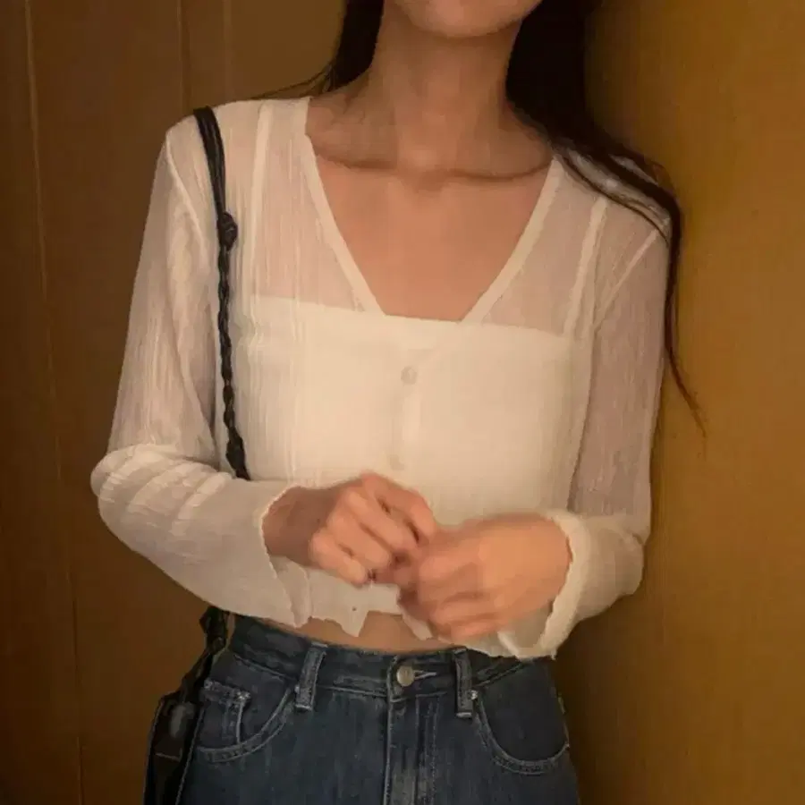 새상품) 니어웨어 링크 가디건 아이보리