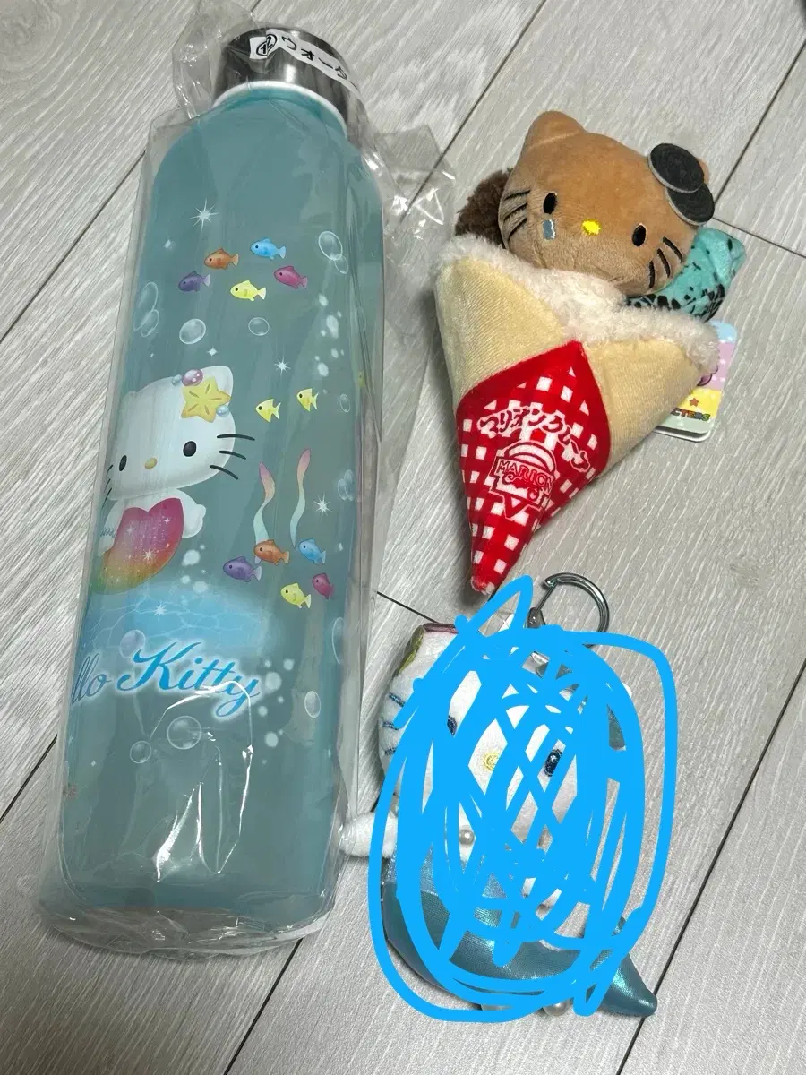 산리오 아타리쿠지 인어 키티 11번상 +인형키링