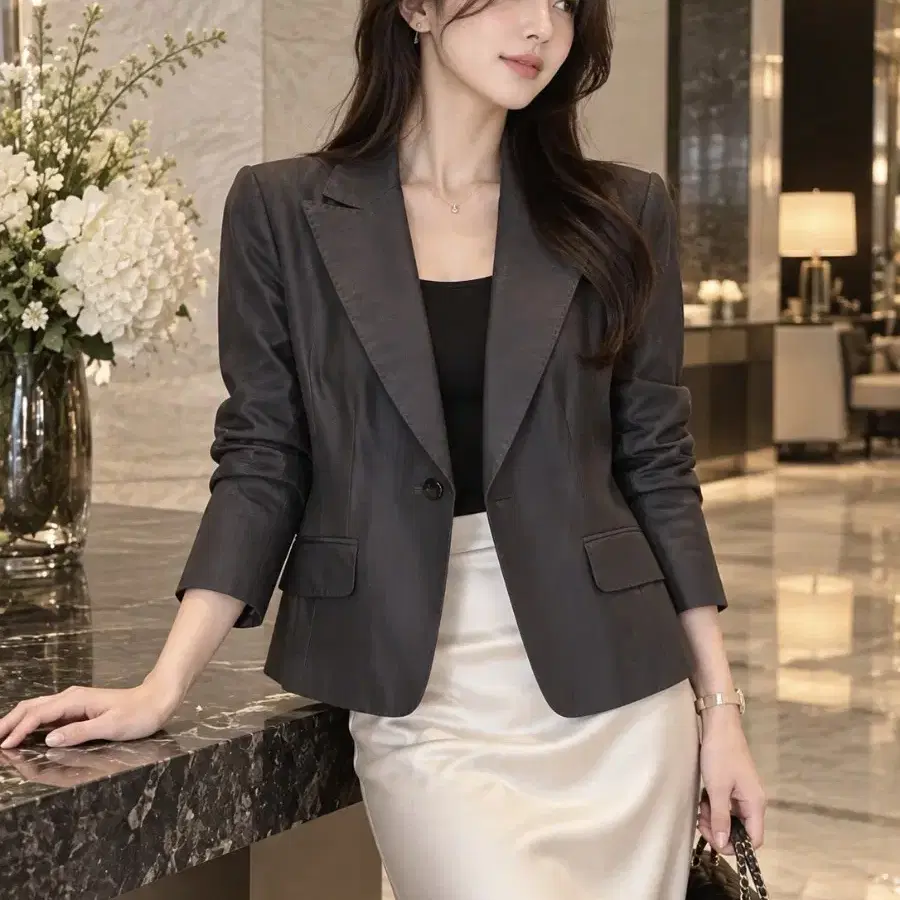 핏 예쁜 원버튼 여성자켓 55~66