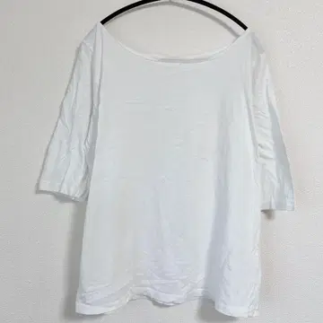 노브랜드 티셔츠 보트넥 7부 소매 무지 프리 화이트 면 평상복