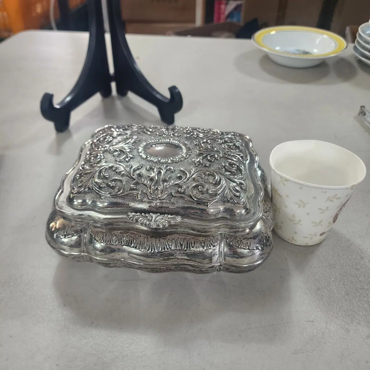 유럽에서온 International Silver Company의 빈티지 은도금 보석함크기19cmX16cm 높이8.5cm