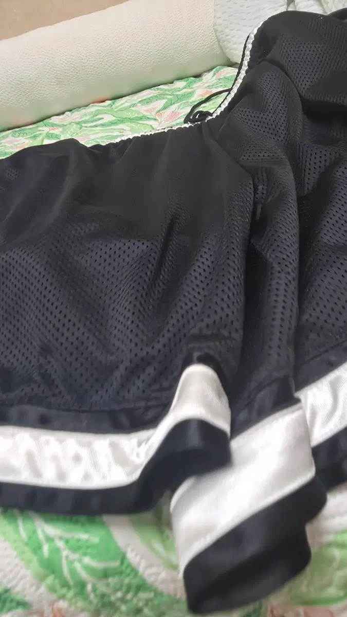메쉬 농구 반바지 검정색 흰색 줄무늬xxl