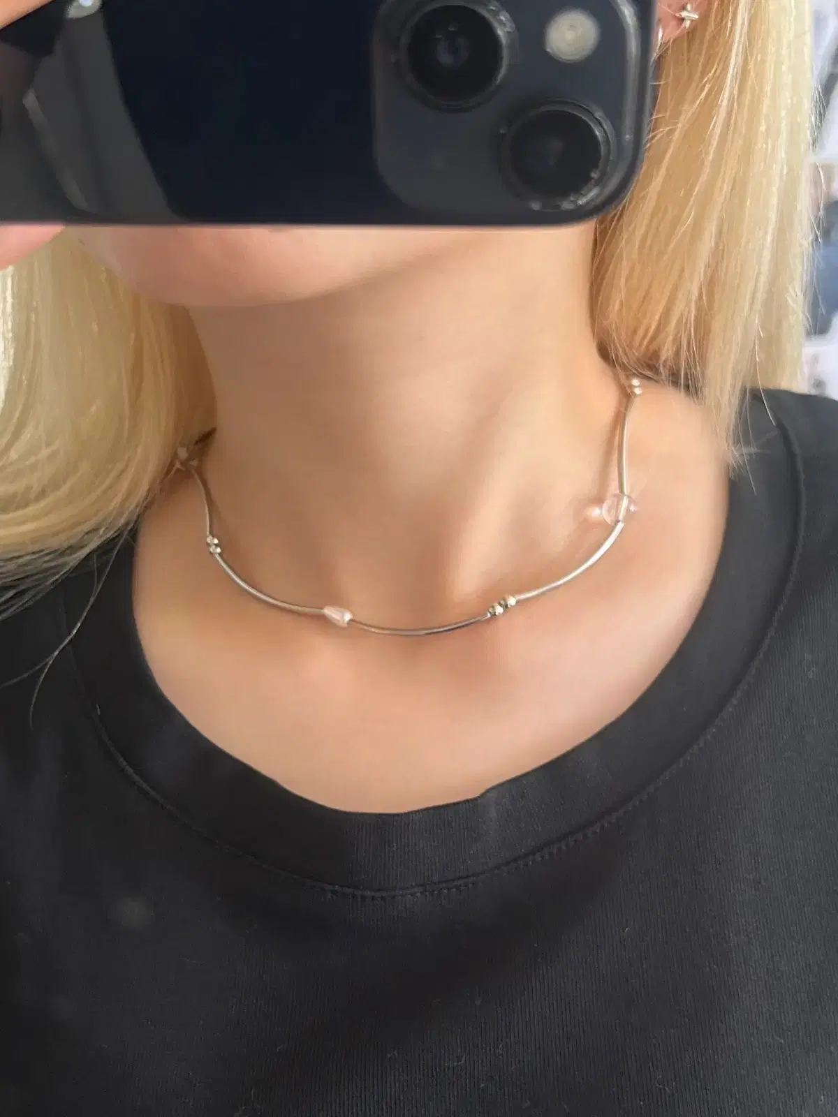 Beams 빔스 wave clear necklace
