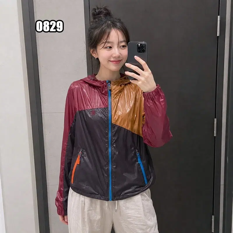 L 코오롱스포츠 올드스쿨 패치워크 바람막이 자켓