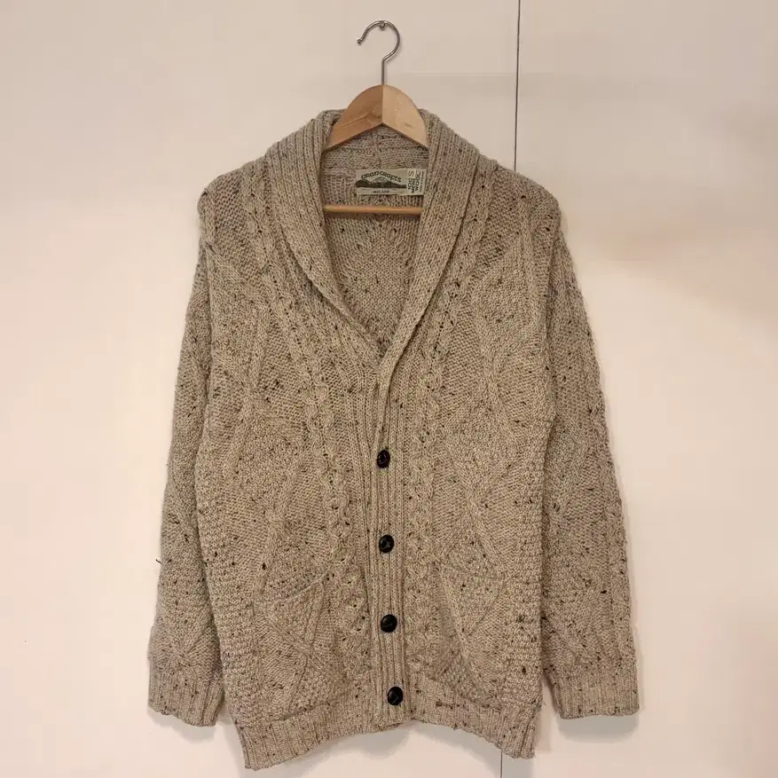 [Arancrafts] 아일랜드 정통 메리노울 숄칼라 케이블니트 가디건 (Made in Ireland) S